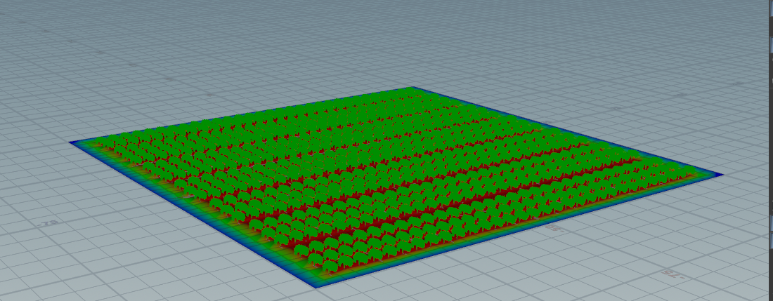 Vertex color visualization on farmland tiles showing texture masking zones