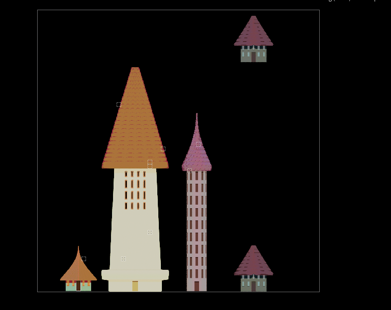 PNG render of pixel art houses